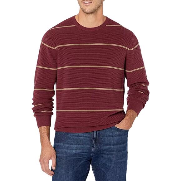 Goodthreads Men's Soft Cotton Ottoman Stitch Crewneck Sweater Burgundy Size XS - Picture 1 of 10